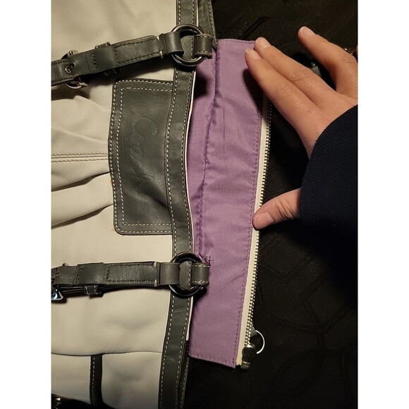 Coach Womens Handbag Satchel Shoulder Purse Grey Leather A1072-F13759  H2 - Picture 14 of 16